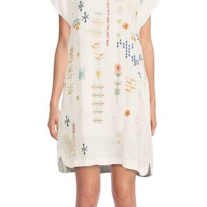 JOHNNY WAS Elektra Embroidered Linen Dress